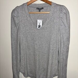 Wit & Wisdom Heather Gray V-Neck Long Sleeve Top